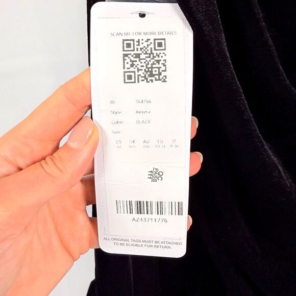 NWT Azazie Amyra A2 Black Stretch Sheath Off Shoulder Velvet Convertible Dress - Picture 5 of 14